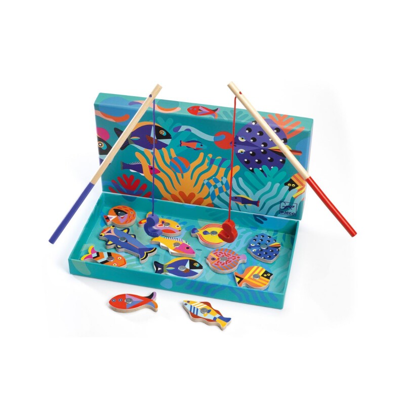 Juego de pesca magnética de madera Djeco +24m Juego De Pesca Magnética De Madera Djeco +24m