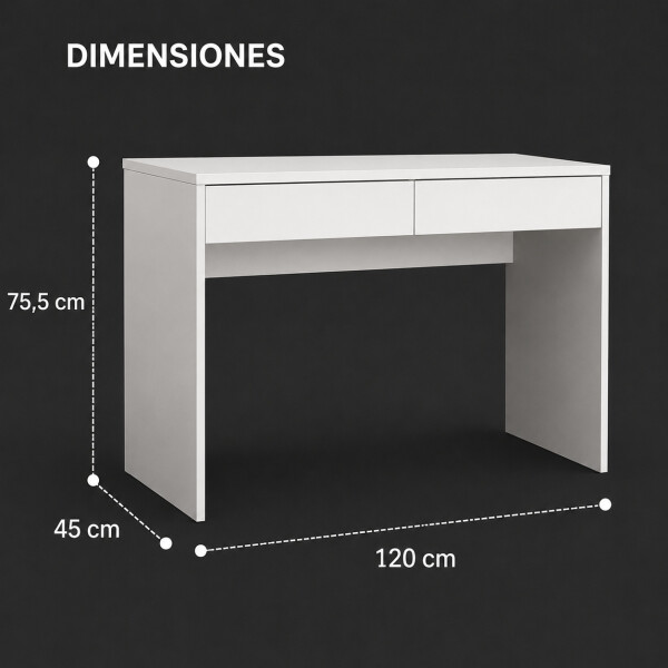 Escritorio Mesa ComboHome 120 Cm 2 Cajones Calidad Premium Blanco 1