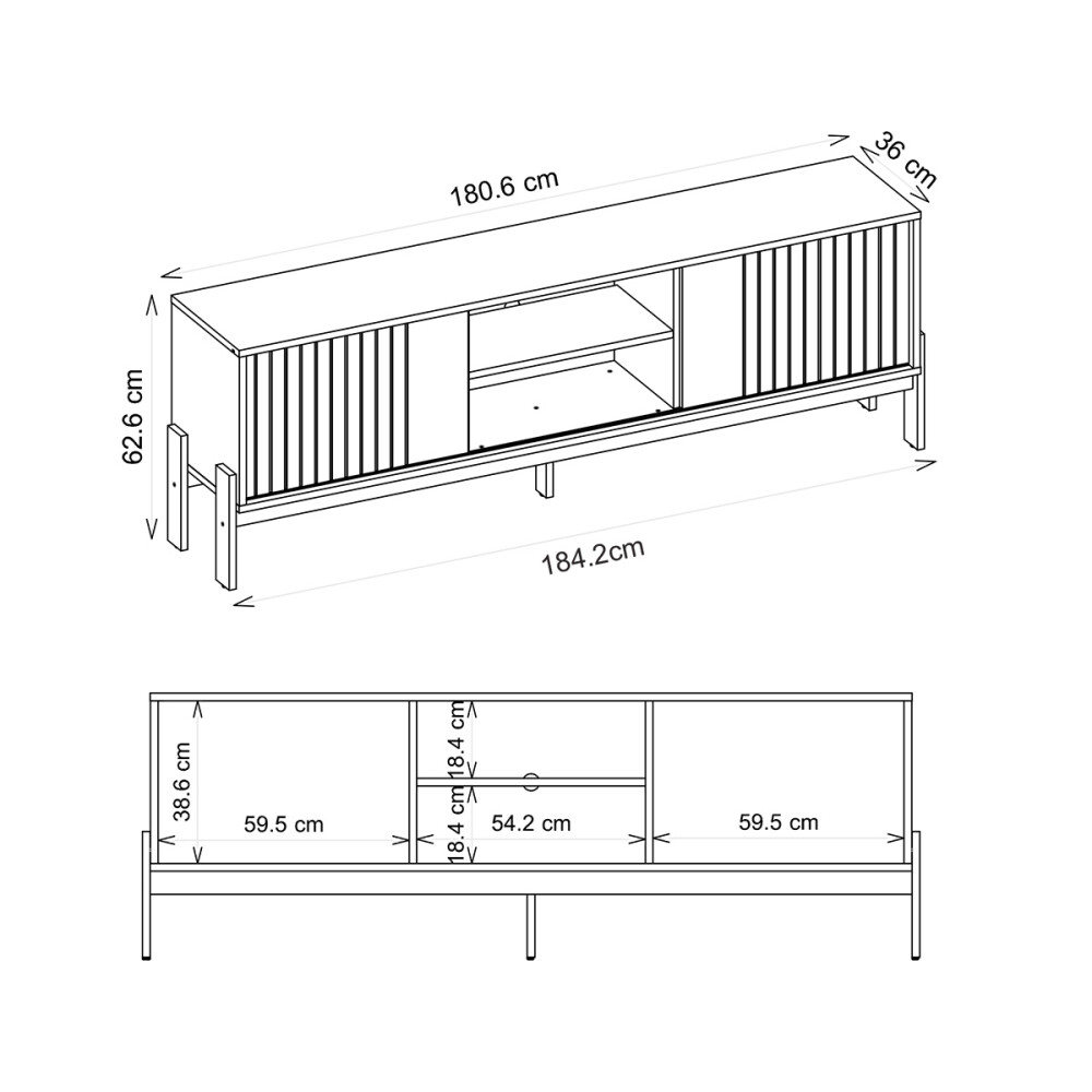 RACK PARA TV MODELO TANNEN 1.8 - COLOR FREIJO/OFF WHITE Rack Para Tv Modelo Tannen 1.8 - Color Freijo/off White