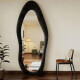 Espejo Forma Onda De Pie En Mdf Terciopelo 160x60cm Negro