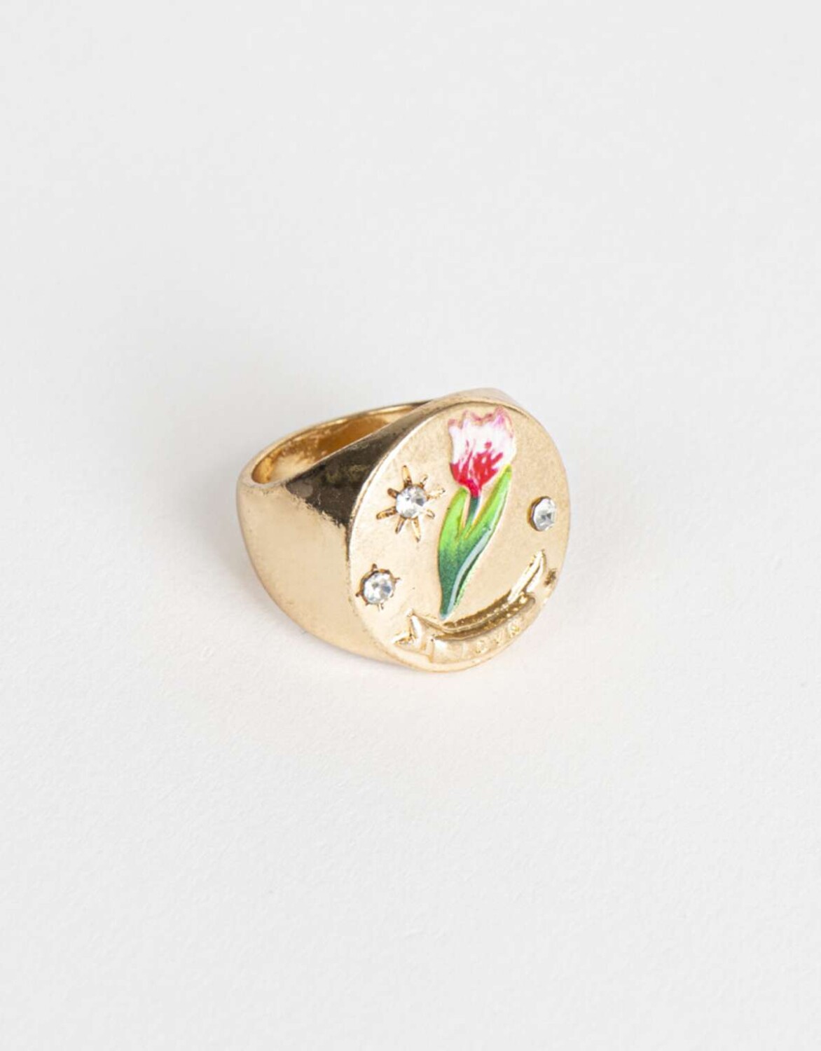 Anillo Metal Con Flor - Dorado — Tienda Soy Santander