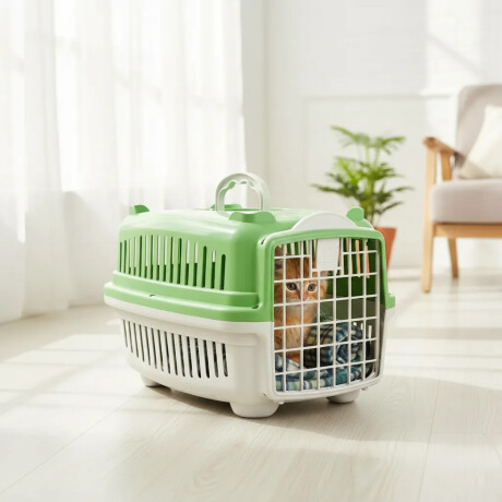 Transportadora Plástica Rígida Mascotas Pequeñas MMA PET N°1 Verde Claro