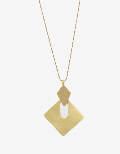 Collares Largos Bronce Collar Largo Dije Cuadrado - Dorado Bronce