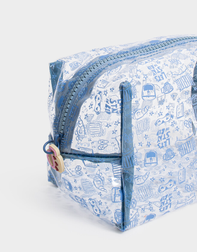 Porta Cosméticos Portacosméticos Estampado - Azul Celeste
