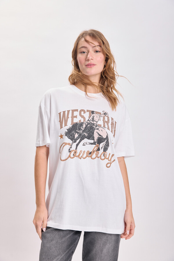 Remera oversize estampa Blanco
