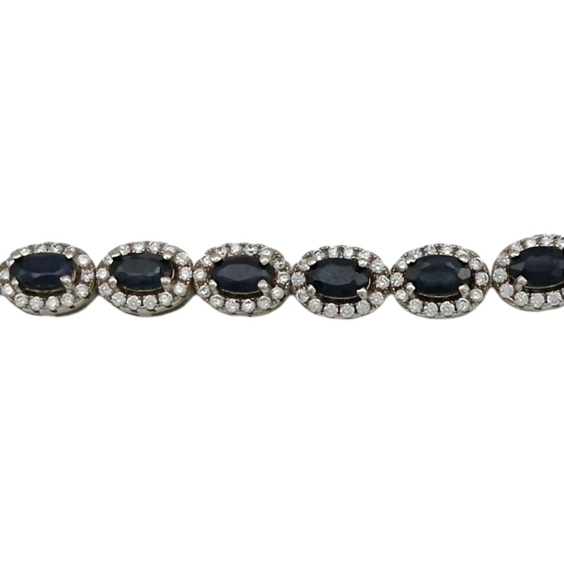 Pulsera Oval-Plata 925-Piedra zafiro y zirconia-PU3477 conpiedra