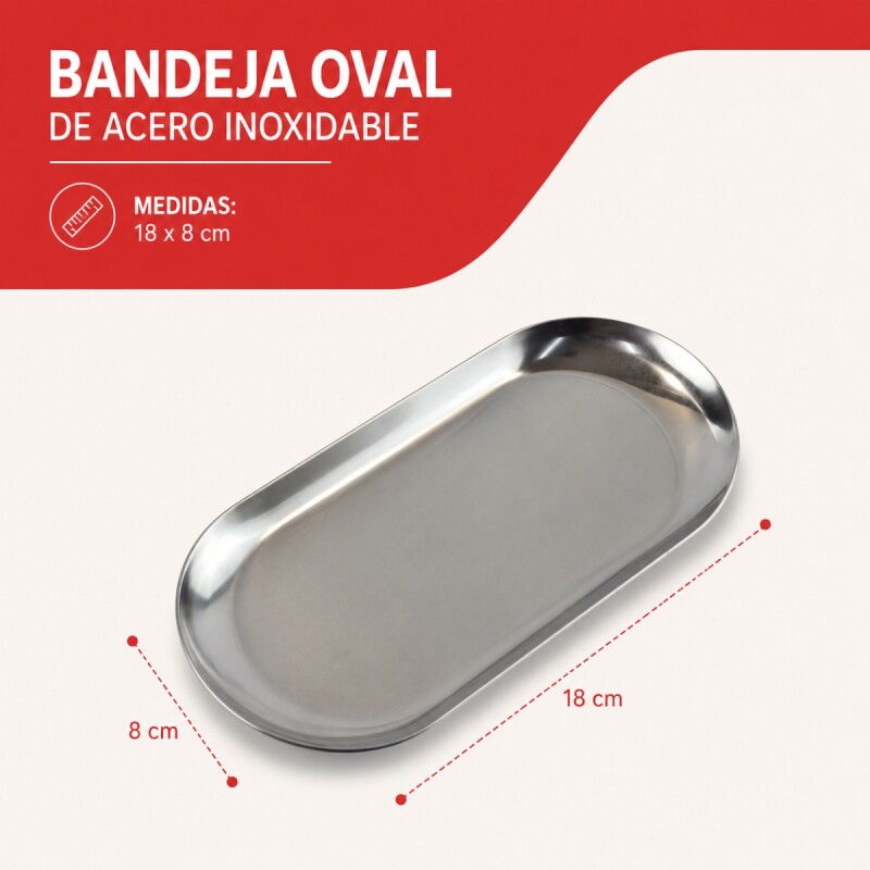 Bandeja Oval 18x8 cm metal PLATA