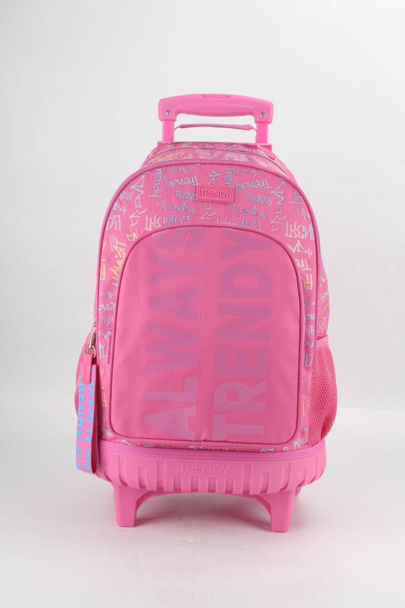Mochila escolar amplia con ruedas Fucsia Rosa
