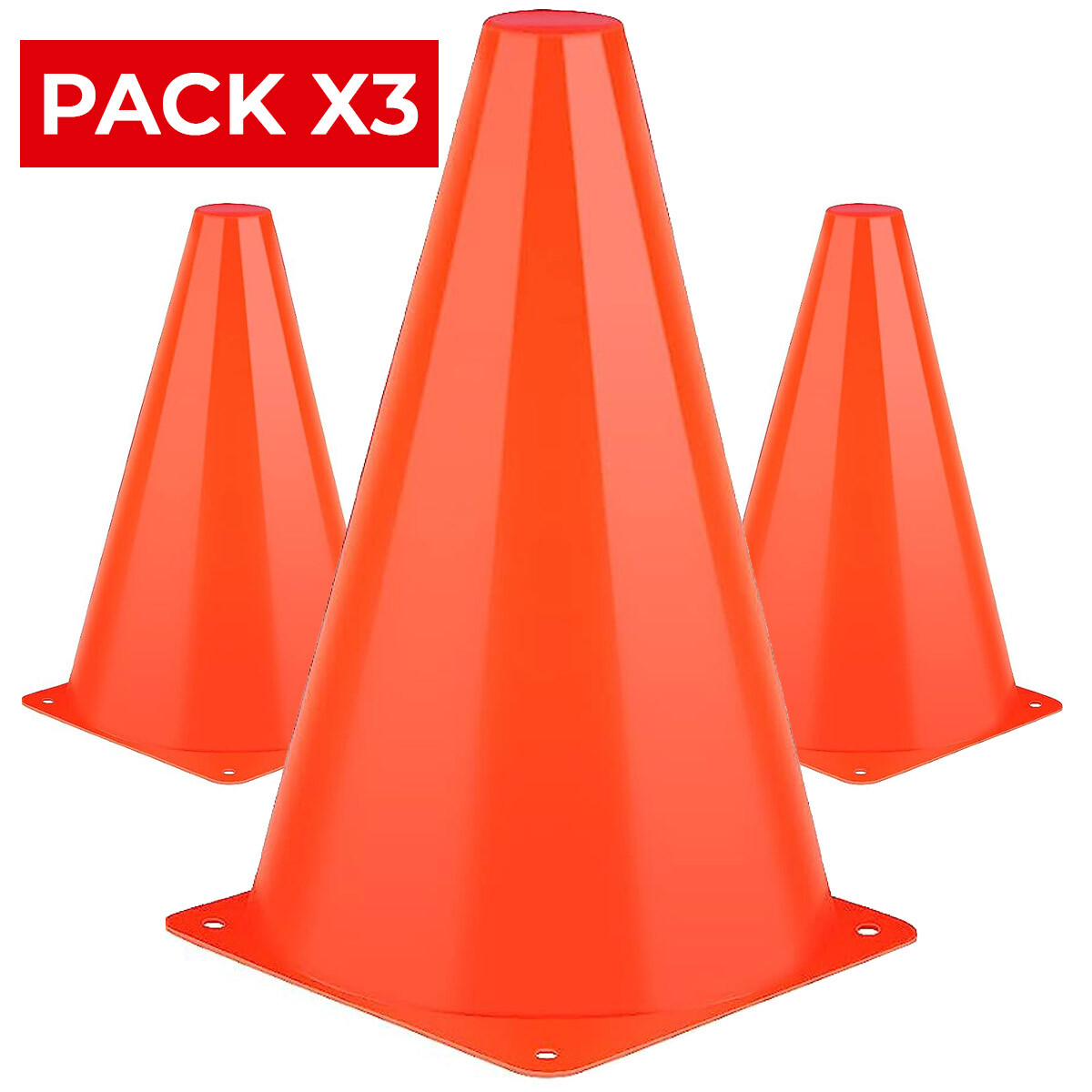 Set x3 Cono Rígido 17cm C/ Base Entrenamiento Fútbol Hockey 