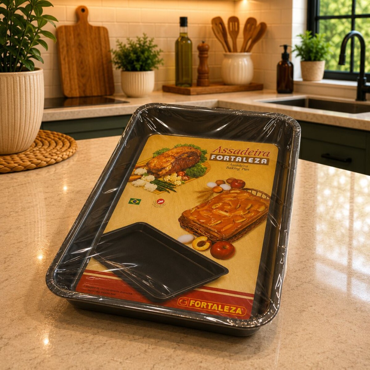 ASADERA ALUMINIO ANTIADHERENTE FORTALEZA 30X20CM 