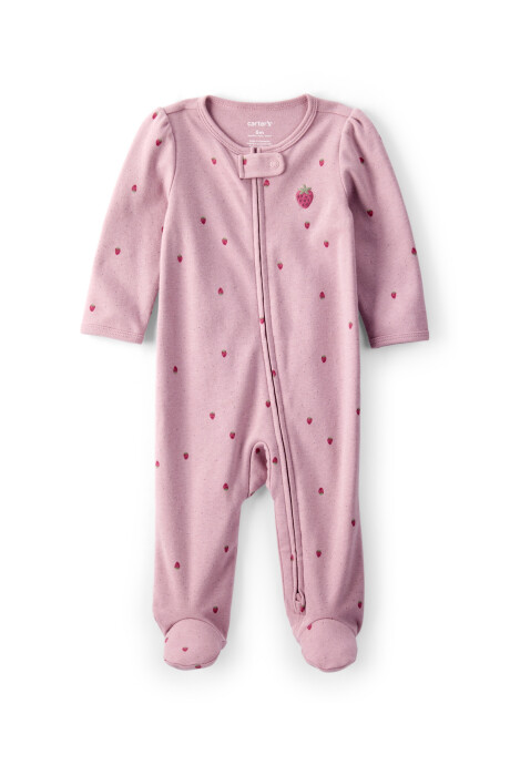 Pijama una pieza de algodón, con pie, diseño frutillas Sin color