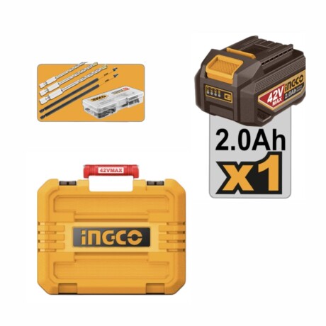 Kit Ingco de Taladro 42 V c/ Batería - Uso industrial Kit Ingco de Taladro 42 V c/ Batería - Uso industrial