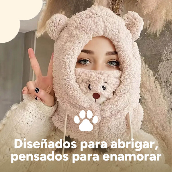 Gorro Pasa Montañas Corderito Orejas Frio Invierno Termico Variante Color Marrón Claro