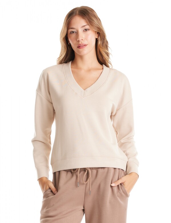 Buzo Modal Esc V BEIGE