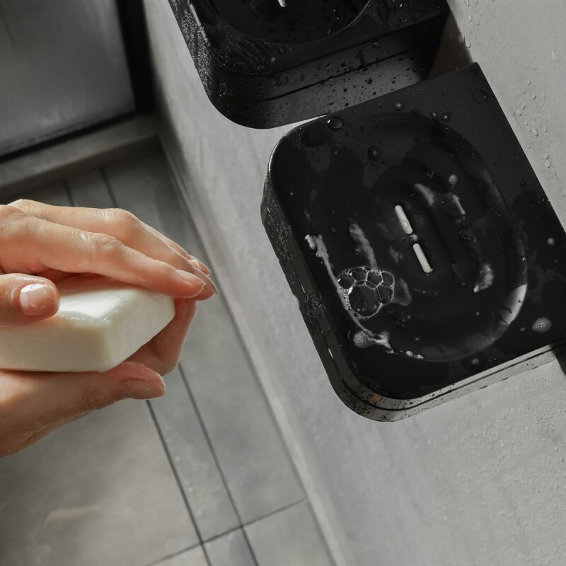 Jabonera de baño para pared con adhesivo Blanco