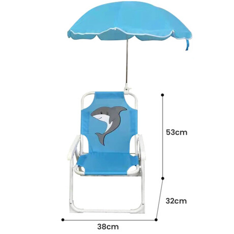 Silla Infantil Reposera Plegable Playa Con Sombrilla Azul