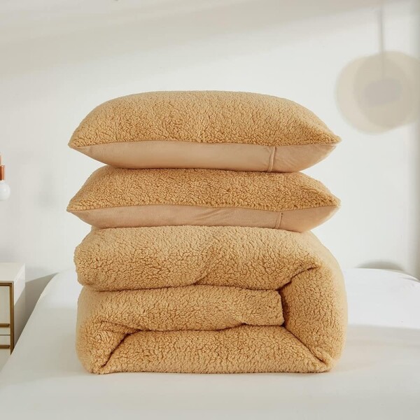 Set Acolchado Polar 2 Plazas + Fundas Almohada + Almohadon Color Variante Marron