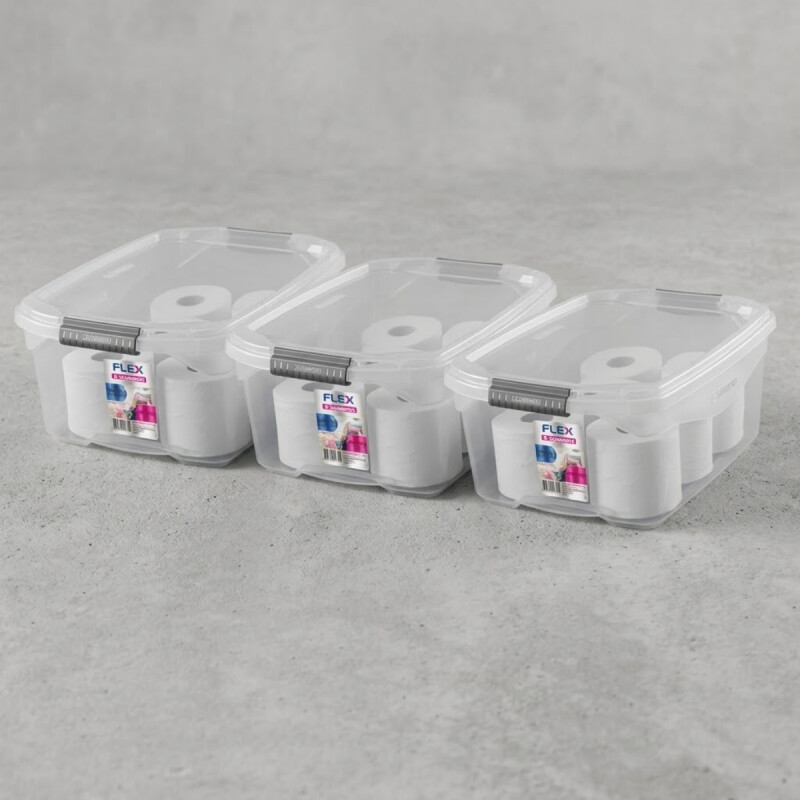 Set x3 Caja organizadora 20 lts TRANSPARENTE