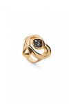ANILLO EN ALEACIÓN DE METALES BAÑADO EN ORO 18K CON CORAZON Y CRISTAL NEGRO Anillo