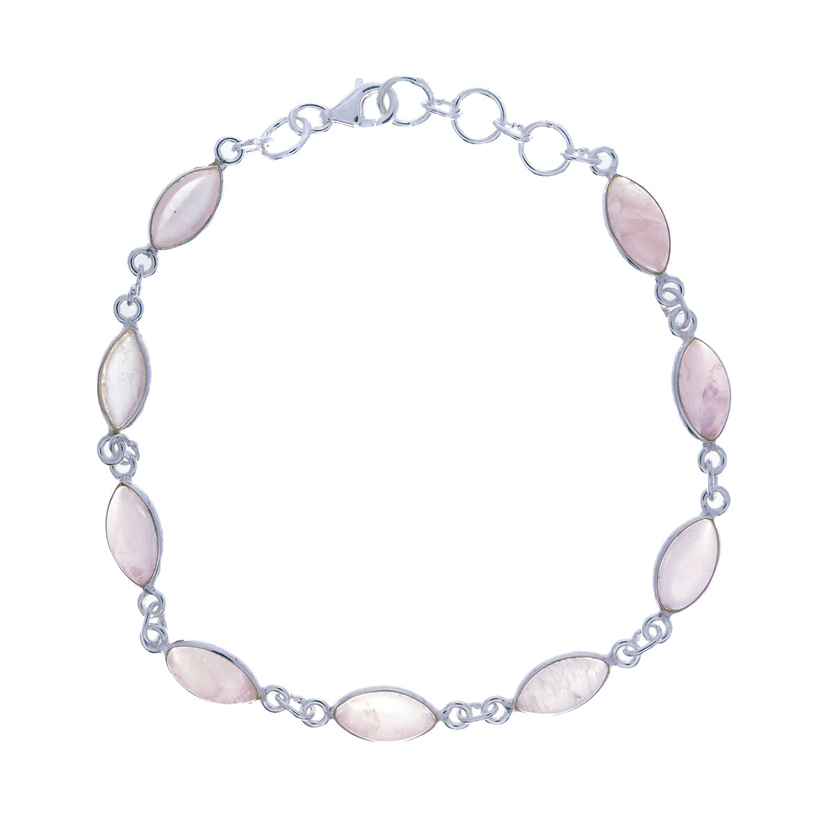 Pulsera de Plata 925 con Cuarzo Rosa 