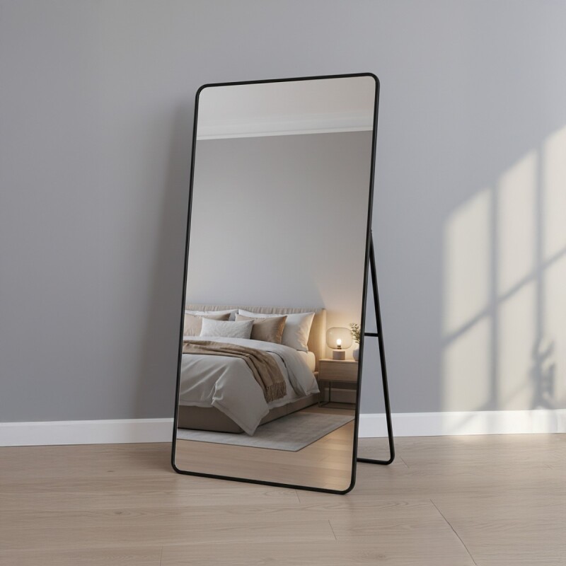 ESPEJO C/MARCO NEGRO 90X150CM Unica