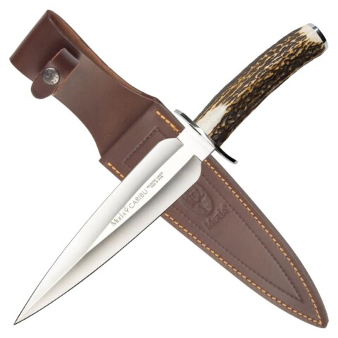 Cuchillo Muela Caribu Doble Hoja Con Mango Asta De Ciervo Cuchillo Muela Caribu Doble Hoja Con Mango Asta De Ciervo