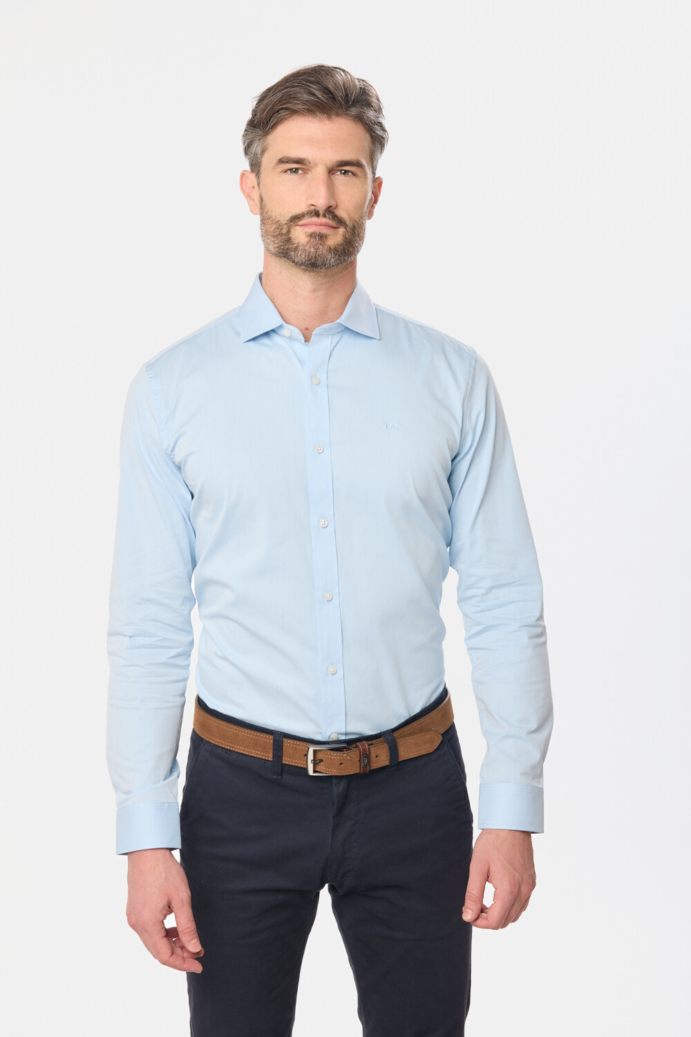 CAMISA DE VESTIR CON SPANDEX Celeste