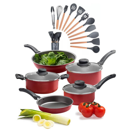 Set Cocina Antiadherente 17P c/Juego Batería Brinox + Menage Gris