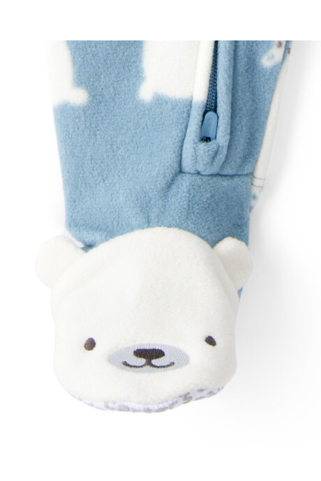 Pijama una pieza de micropolar, con pie, diseño osos polares Pijama una pieza de micropolar, con pie, diseño osos polares