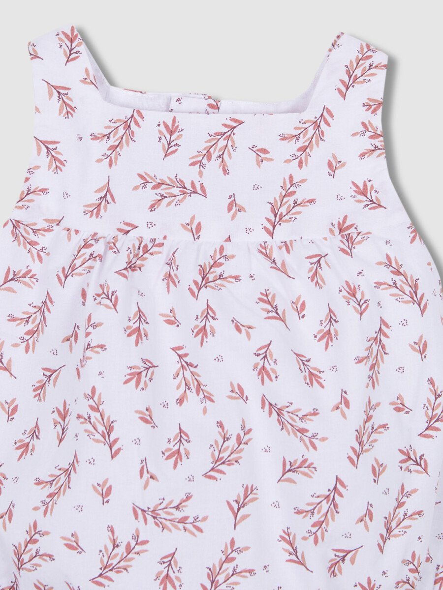 Ranita Estampado Hojitas Blanco