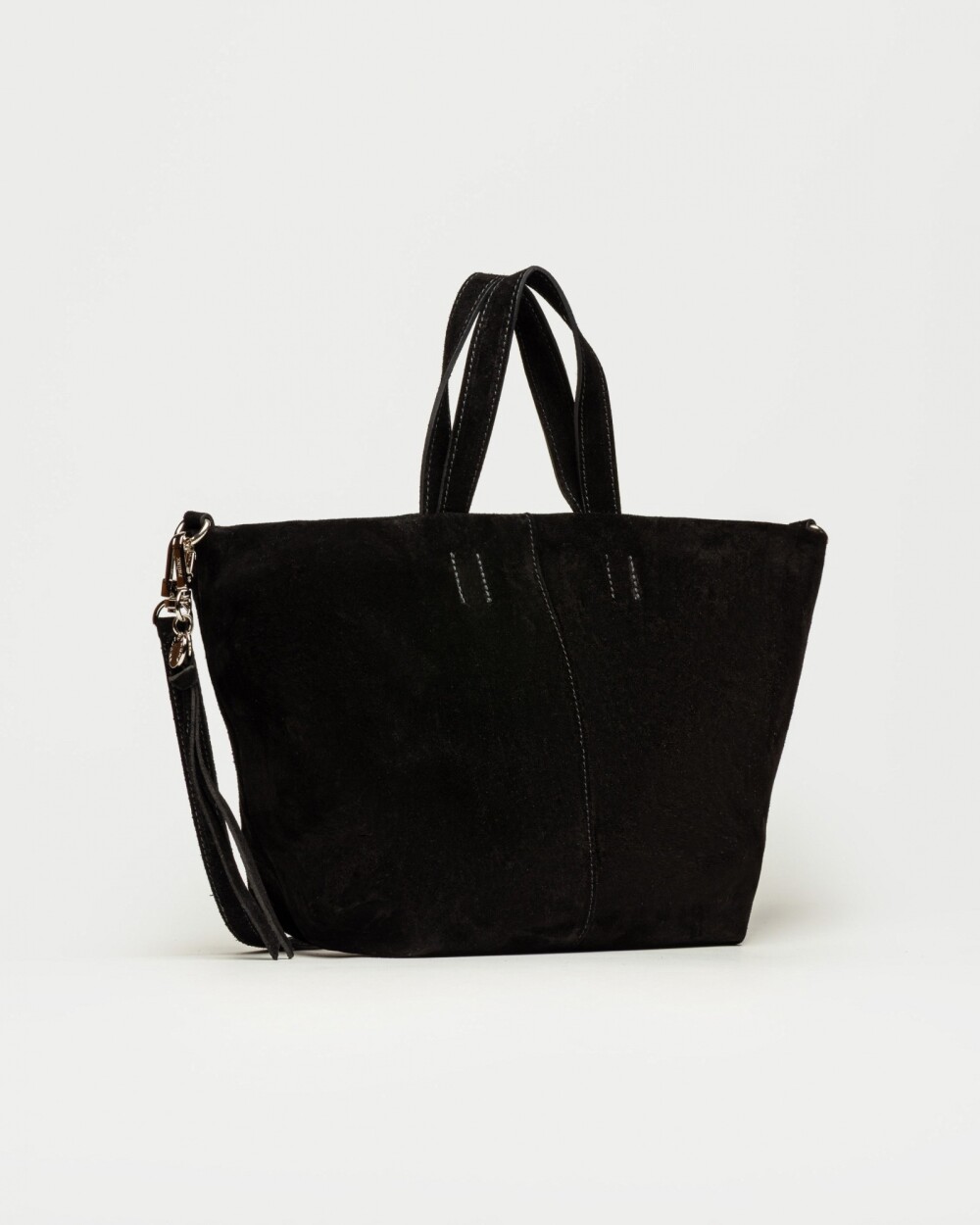 Cartera de mano The Flapper en cuero gamuza Negro