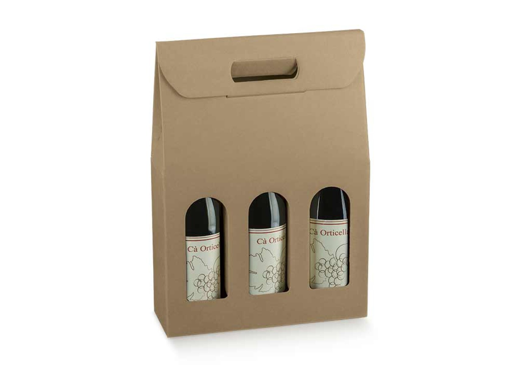 Caja c/ventana 3 botellas 27x9x38,5 - 35870 - KRAFT MARRON 