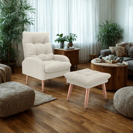 Combo Rustico Poltrona + Puff Nantes Blanco