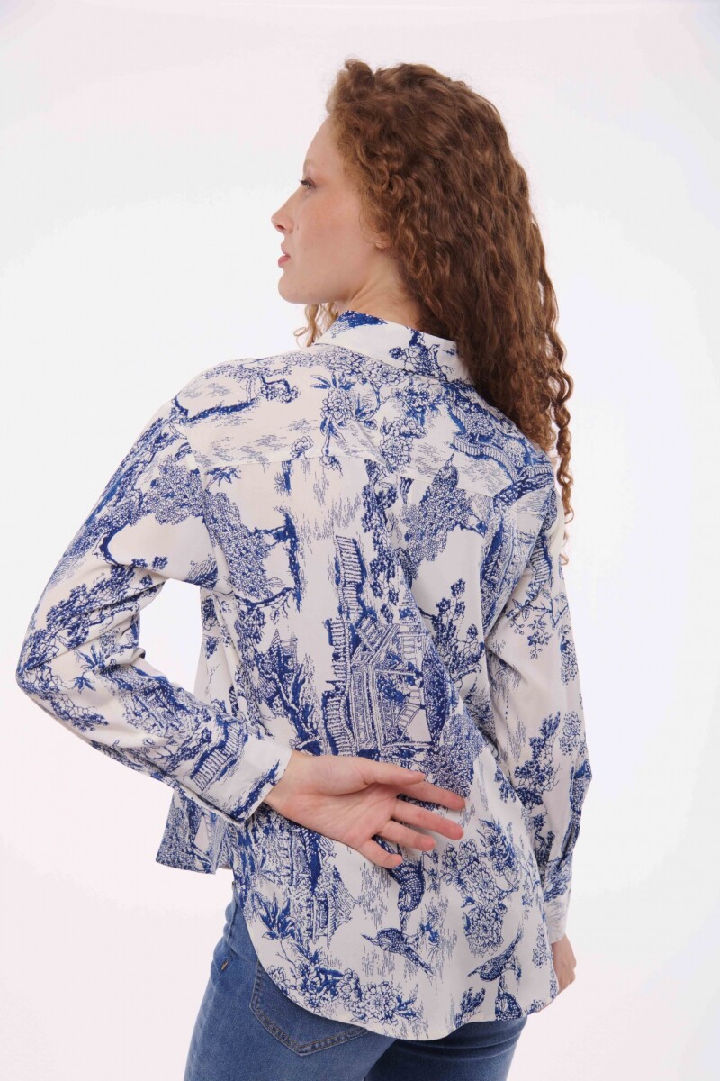 CAMISA GITANA BLANCO Y AZUL