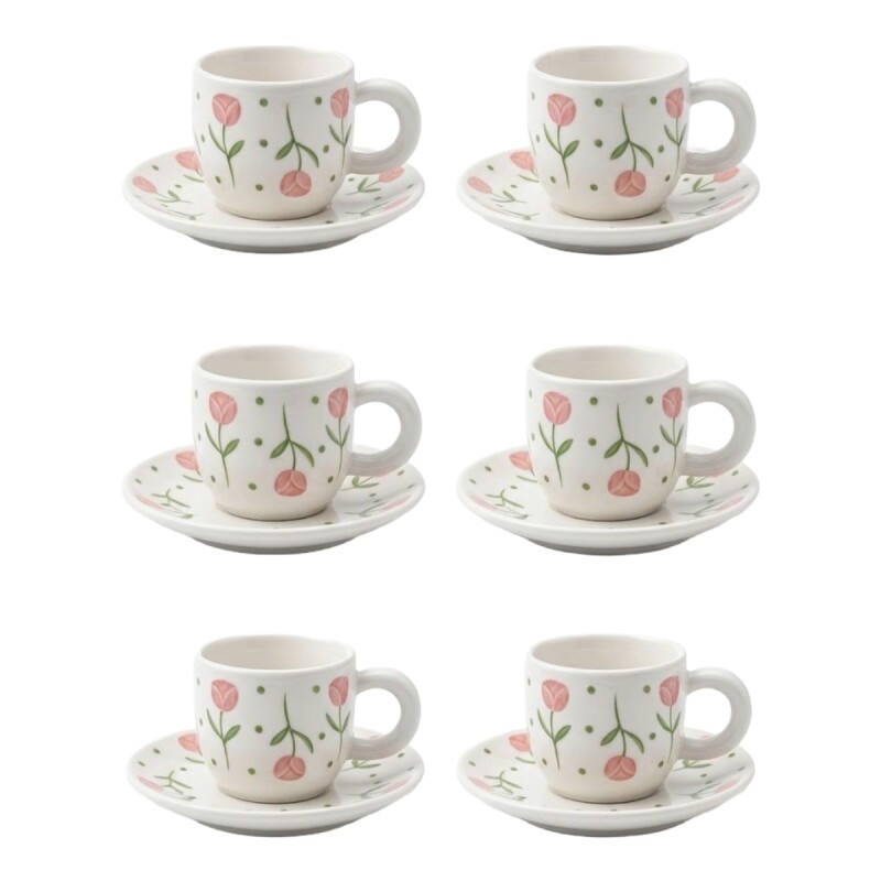 SET TAZA C/PLATITO FLOREADO 12PZAS Unica