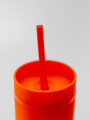 Vaso Con Tapa + Sorbito Beverly Alto Naranja