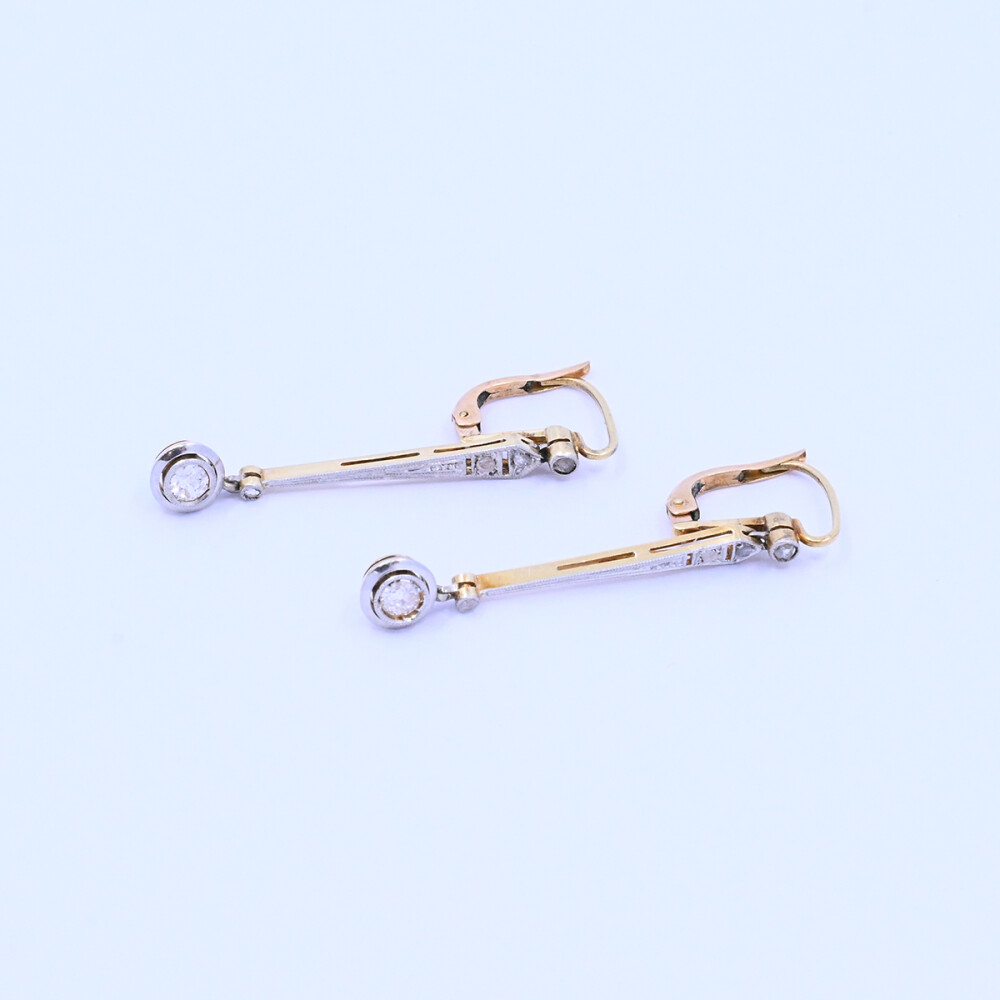 Caravanas oro 18k antiguas con brillantes y diamantes. Caravanas oro 18k antiguas con brillantes y diamantes.
