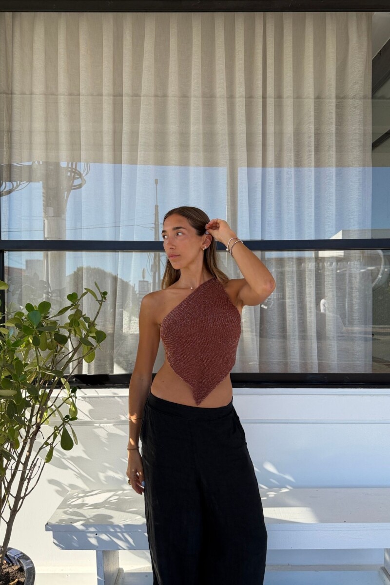 Top Rombo Tejido Marron