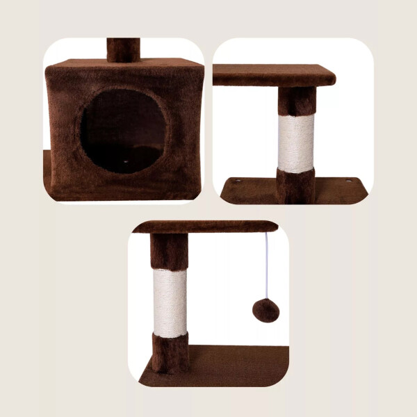 Rascador Torre 3 Niveles Felpa Y Sisal Para Gato Juego Color Variante Marron