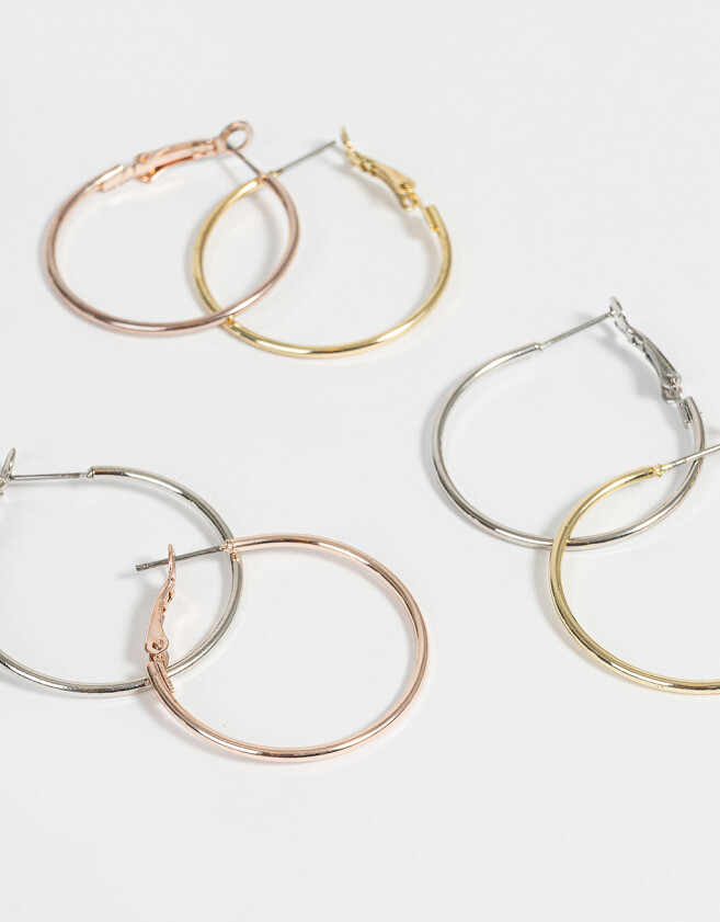 Aros Argollas Set Mix plaiting Set De Argollas - Combinacion Tricolor