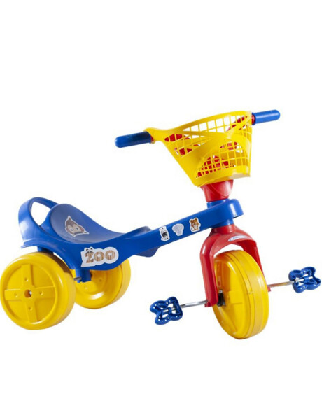 Triciclo de plástico con pedales y canasto Azul