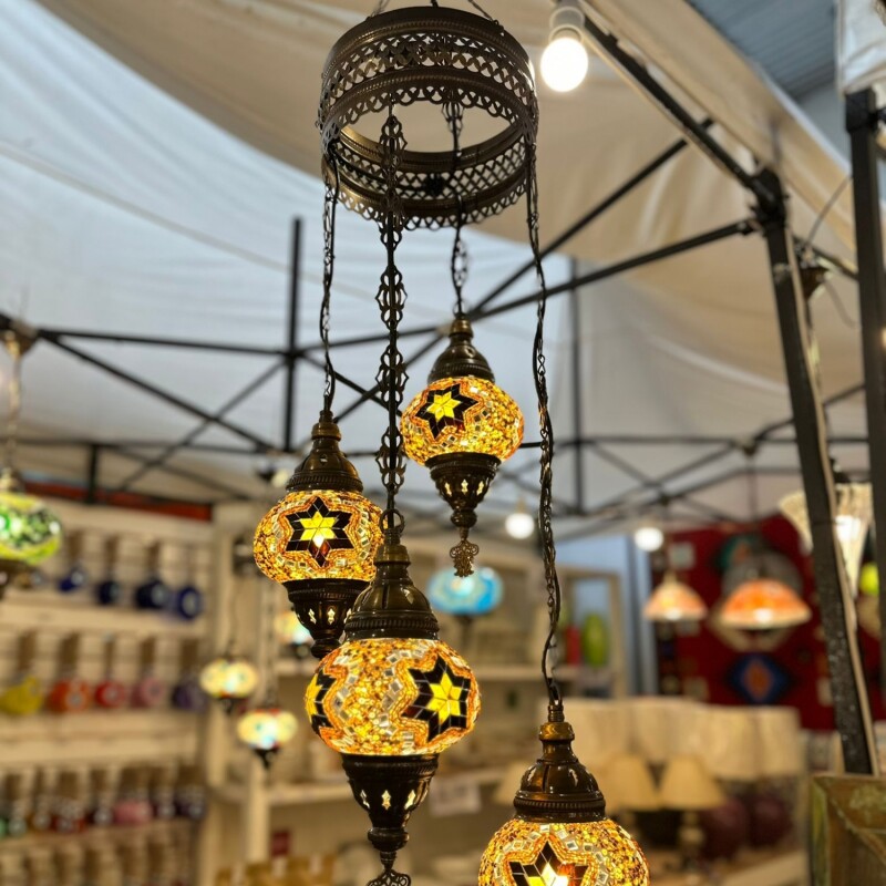 ARAÑA VITRAUX 4 LUCES TM12 Amarillo