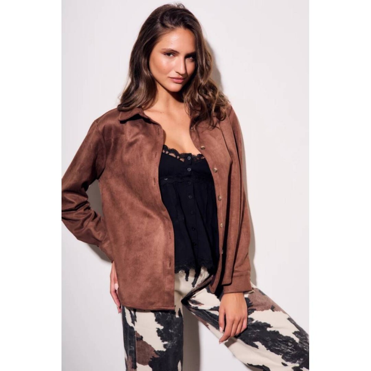 Camisa Gamuza Cuero Vegano - Chocolate 