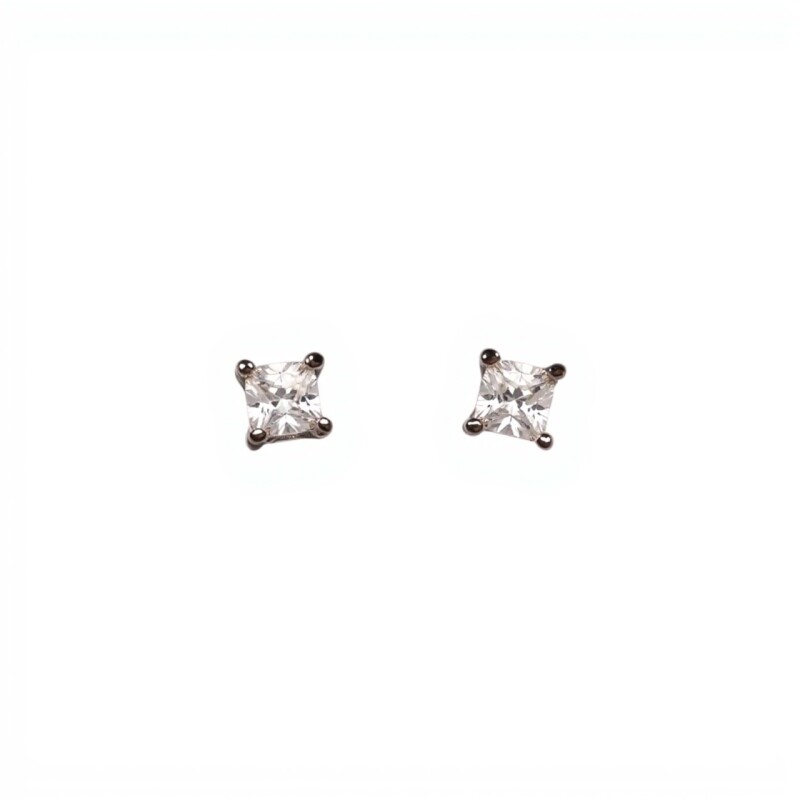 Caravanas Cuadrado-Plata 925-Piedra Zirconia-CA3118 conpiedra