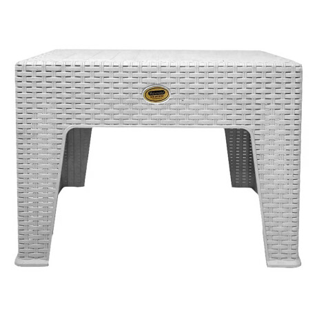 Mesa Ratona Auxiliar Jardín Patio Rattan Exterior UV Blanco