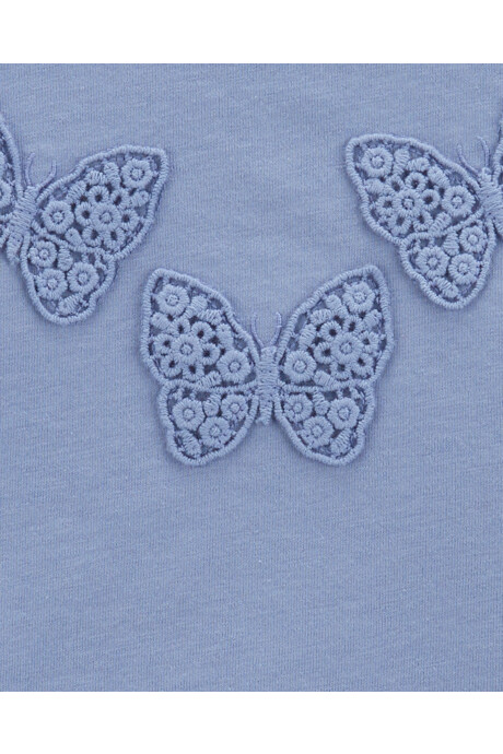 Remera de algodón con mariposas bordadas Sin color