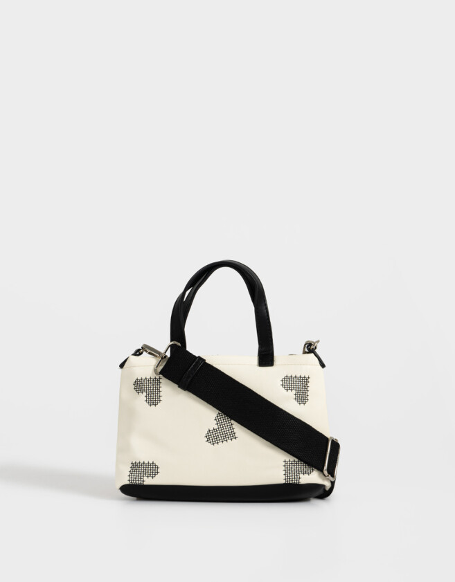 City Cartera City Corazones - Blanco Crudo