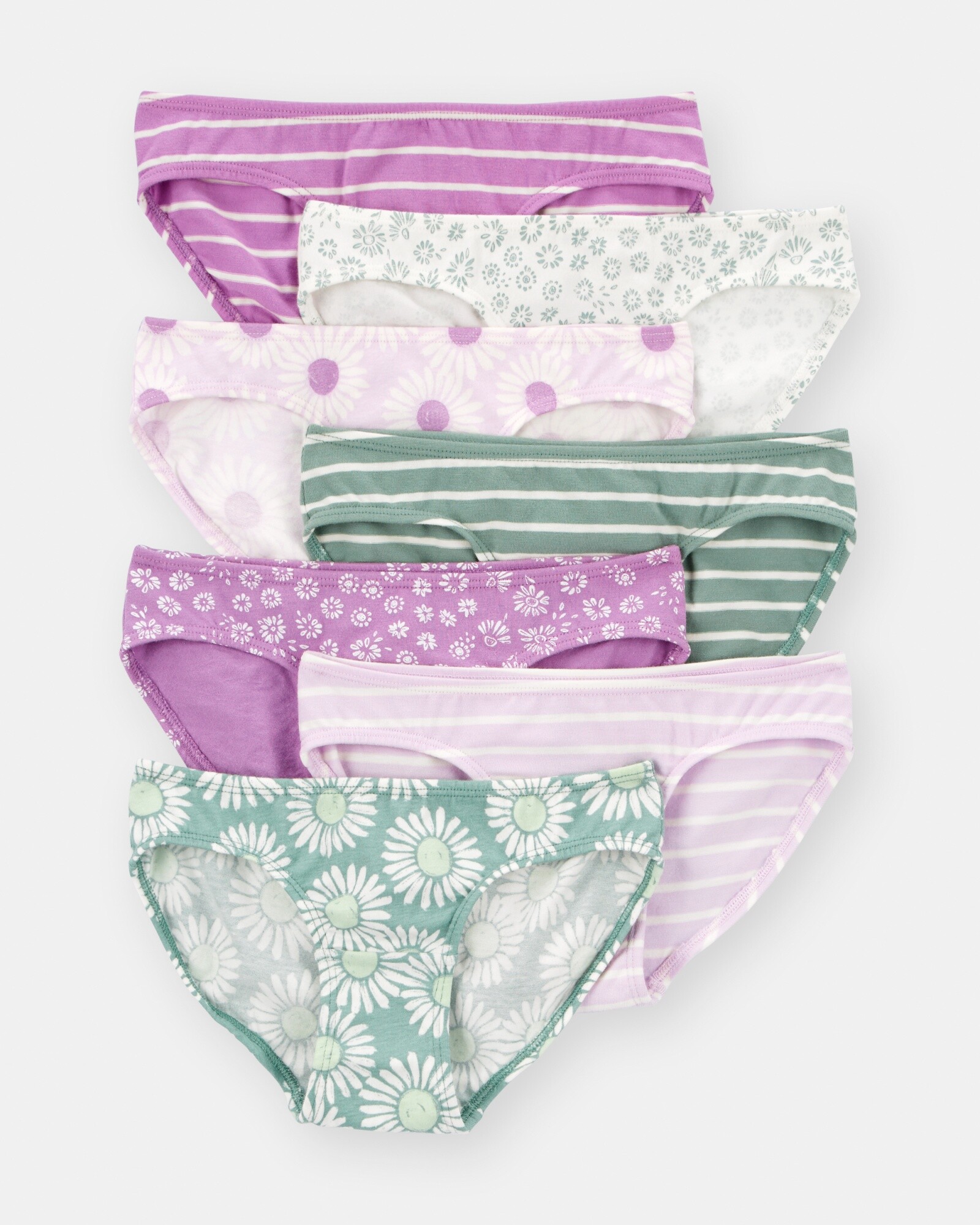 Pack siete bombachas de algodón, diseño floral Sin color
