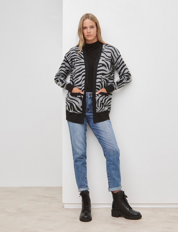 Cardigan Animal Print NEGRO/GRIS