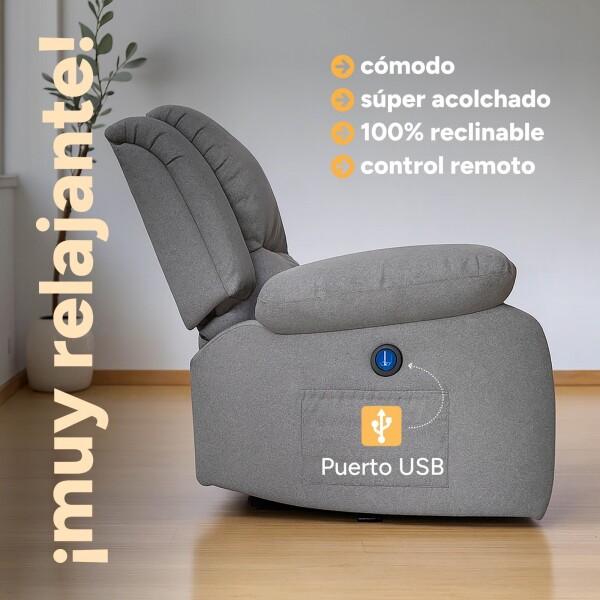 Sofá Sillón Poltrona Reclinable Masajeador Electrico Color Tela Gris Color Gris